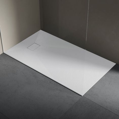 Piatto doccia in resina 80x140 cm SMC effetto pietra colore bianco CUBA