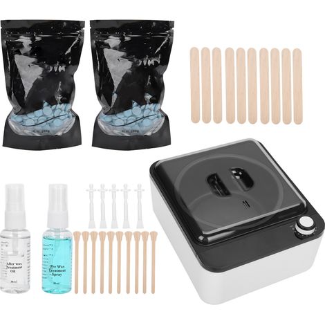 Kit de 8 pièces pour l'épilation à la cire (corps et aisselles), comprenant un chauffe-cire et un appareil pour faire fondre les grains de cire. Prise américaine 110 V. (1/5)