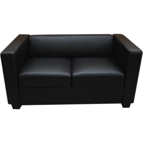 2er Sofa Lille Leder, schwarz