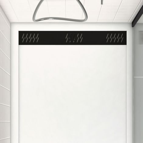Rejilla lineal de aluminio acabado negro mate para platos de ducha - 79,5x11x0,2cm - GRID LINE BLACK MAT