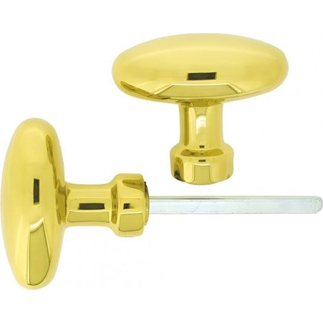 Maniglia per porta, pomello a doppia oliva, quadrato da 6 mm, ottone lucido