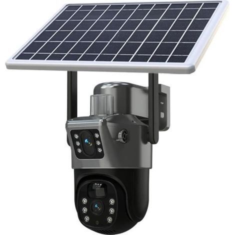 Telecamera di sorveglianza HD da 4 MP (nera) - Visione notturna a colori - Pannello solare - Memoria da 32 GB (1/4)