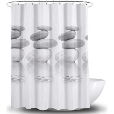 Shower curtain - Anti-bacterial - Mold and water resistant - Polyester - 180 x 180 cm - Grey - Pebble (grey) (1/5)