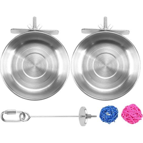 Lot de 5 acier inoxydable oiseau mangeoire ensemble-perroquet Feeding Dish Cups nourriture eau Bowls oiseau pour (1/5)
