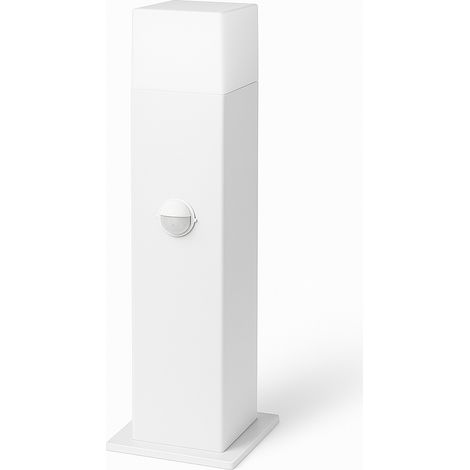 Paletto luminoso da giardino con sensore di movimento, attacco E27, IP44, alluminio e diffusore acrilico, lampione per esterni - Color: Bianco