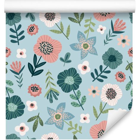 Bunte Blumentapete für Wohn- und Schlafzimmer, 50 x 1000 cm (1/5)