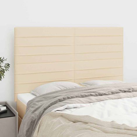 vidaXL Cabecero de cama de tela color crema 144x5x118/128 cm (1/5)