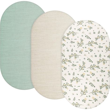 Set of 3 Baby Mattress Covers, Fitted Sheet for Baby Bed, 83 x 43 cm (1/5)