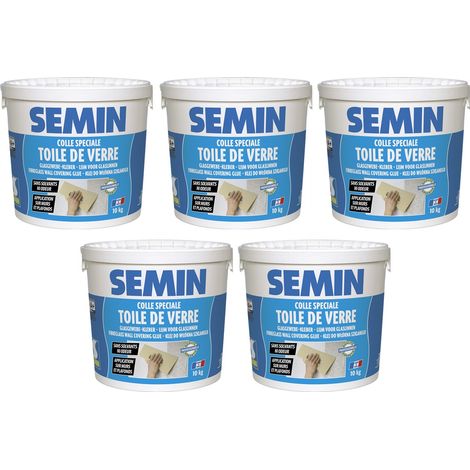 Lot de 5 colles en pâte pour toiles de verre prête à l'emploi Semin - seau de 10 kg (1/5)