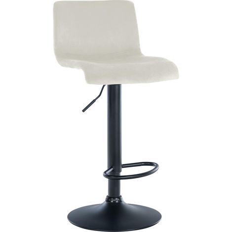 Taburete de bar x1 con reposapiés altura regulable respaldo bajo en terciopelo crema estructura de metal negro 100005827