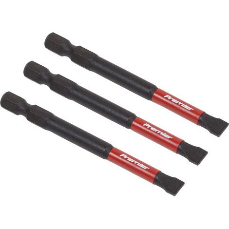 Sealey AK8253 Premier Slotted Impact Power Tool Bits 6.5 x 75mm 3pc