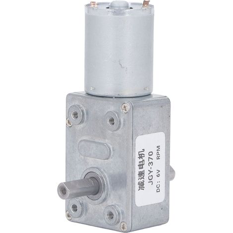 Moteur à engrenages DC double arbre JGY-370, 25kg.cm, 12mm, réducteur à vis sans fin auto-bloquant réversible, 6V basse vitesse 10RPM avec support de fixation, lot de 1. (1/5)