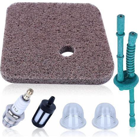 Kit de Filtre à Air pour STIHL FS38 FS45 FS55 FS45C FS55R HS45 etc Filtre à Air en Coton + filtre essence + pompe d'amorcage + tuyau carburant + bougie d'allumage 4140-124-2800 4140 358 7702 (1/5)