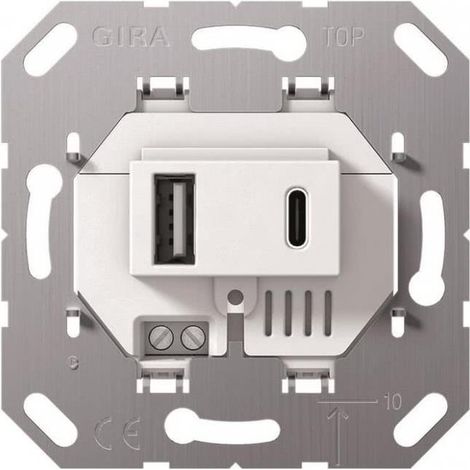 Gira Alimentazione USB 2f Tipo A/C Inserto Bianco [234900], 2349 00