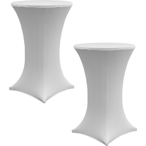 2x Stehtischhusse Stretch 70 cm weiß Tischdecke Husse Bistrotisch Partytisch (1/5)