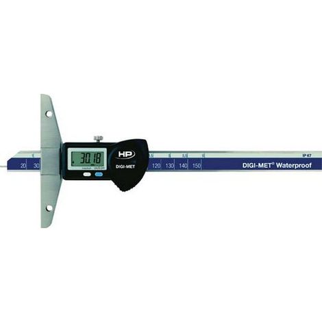 Jauge de profondeur numérique DIGI-MET® IP67, Plage de mesure : 150 mm, Modèle à vis de blocage, Long. de l'embase 100 mm, Ø de la tige de mesure : 1,5 mm