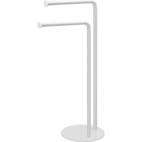 Piantana portasciugamani in acciaio bianco con braccia orientabili (1/4)