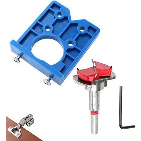 Scharnierlehrenbohrer-Sets, 35 mm, verstellbarer Bit-Positionierer, Lochbohrer, Positionierungsschneider für die Installation von Holzmöbeln, Türen, Schränken, Scharnieren - Crezuo