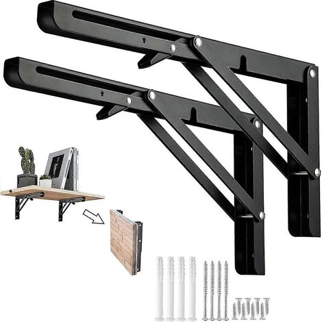 Klappbare Wandregalhalterung für 300-mm-Regalböden, 2 klappbare Metallhalterungen, Wandregalhalterung, Garagenregal-Stützrahmen (1/5)