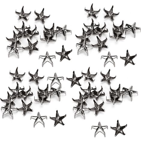 200 Pièces Clous Étoile 5 Branches 10MM Noir - Rivets Décoratifs pour Sacs, Chapeaux DIY et Accessoires (1/5)
