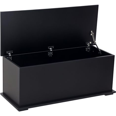 Coffre de rangement coffre à jouets grande capacité de rangement charnière verrouillée  en bois 100 x 40 x 40 cm noir