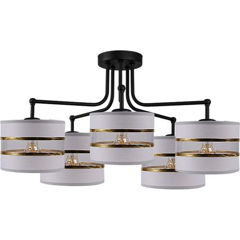 Lampadario Candellux ANDY 5xE27 nero oro vetro metallo