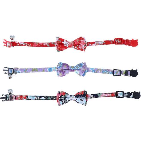 Collar ajustable para gatos con cascabeles y pajaritas, 6 unidades, colores surtidos. (1/5)