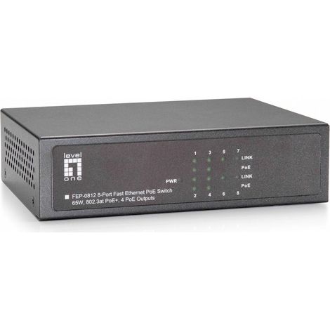 Switch LevelOne 8x 10/100Mps Fast-Ethernet 4FE PoE+4FESwitch (FEP-0812)