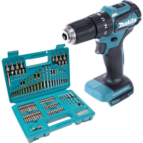 Taladradora de percusión sin cable Makita DHP 483 Z 18 V 40 Nm sin escobillas + juego de 102 brocas - sin batería, sin cargador (1/4)