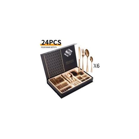 Ménagère 24 pièces en acier inoxydable – pour 6 personnes – acier inoxydable – or rose (1/5)