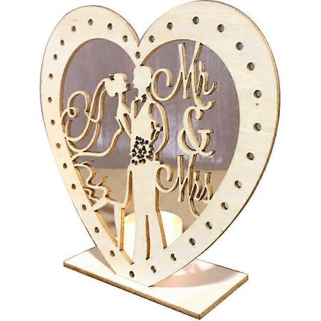 Voici une proposition de titre optimisé en français (caractères : 187) :
Plaque pendentif cœur LED Mariage Mr & Mrs en bois romantique, décoration nuptiale lumineuse, ornement de cérémonie personnali (1/4)