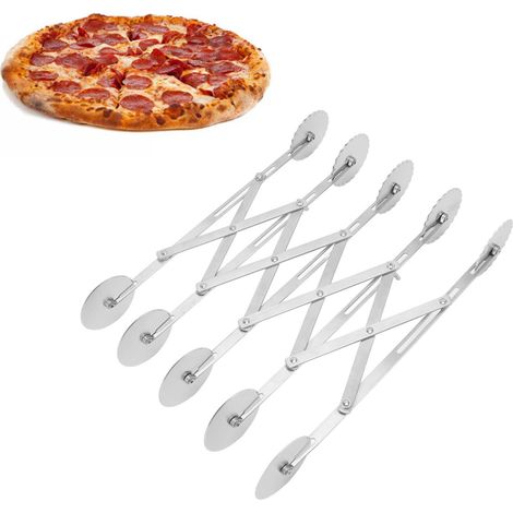 Coupe-pizza, coupe-pizza rétractable à double tête en acier inoxydable, coupe-bâtonnets frits, trancheuse à pizza, ustensiles de pâtisserie (1/5)