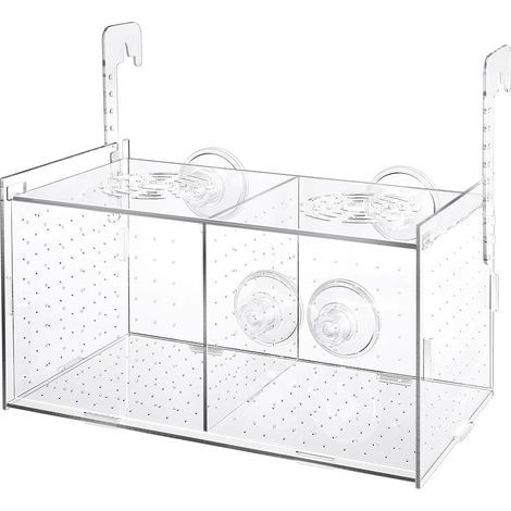 Transparent Acrylic Incubator with Suction Cup and Hook for Aquarium Raising Shrimp Fry (1/5)