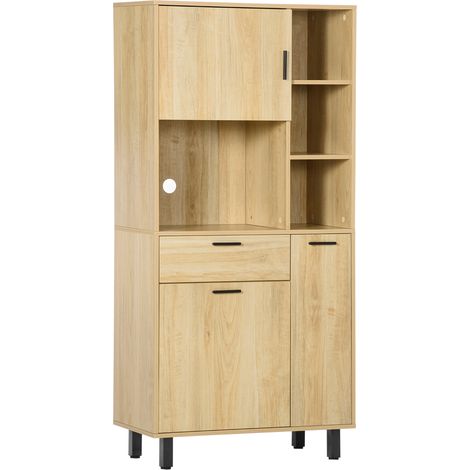 HOMCOM Multifunktionaler Küchenschrank mit Schublade, 3 Türen, 4 Einlegeböden und Kabelmanagement, 166 cm hoch