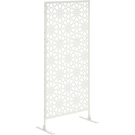 Panneau brise vue décoratif extérieur blanc à motif en métal - 92 x 45 x 198 cm (1/5)