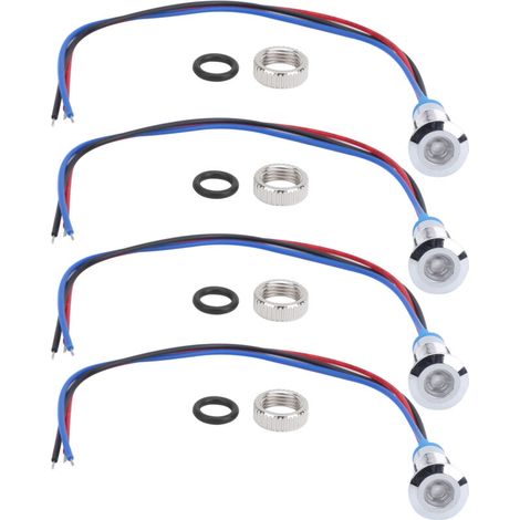 Voyant LED - 8 mm - Anode Commune - 220 V - Rouge Bleu - IP67 - Pour Machine-outil Et Contrôle Industriel - 4 Pièces (1/5)