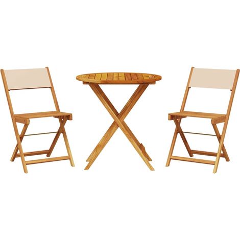 Maison Exclusive - Set da Bistrot 3pz Beige in Tessuto e Legno Massello