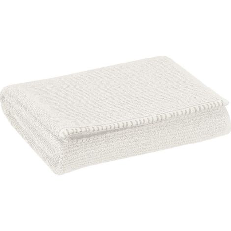 Drap de douche en coton éponge grain de riz absorbant coloris Snow 70 x 130 cm - PANGIVO (1/2)