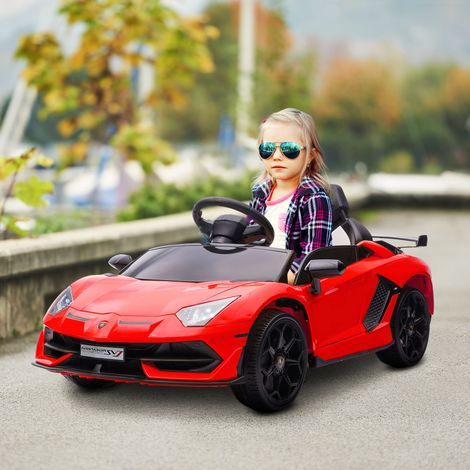 Voiture électrique pour enfants - portes à ailes de mouette - immatriculée - depuis 3 à 5 ans - klaxon - musique - rouge - Idéal