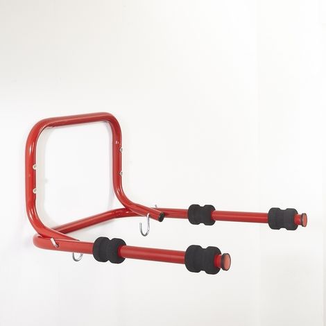 Mottez – Support mural rabattable pour 2 vélos – Tube acier Ø 25 mm – Protection mousse haute densité – Dimensions 44x52x30 cm
