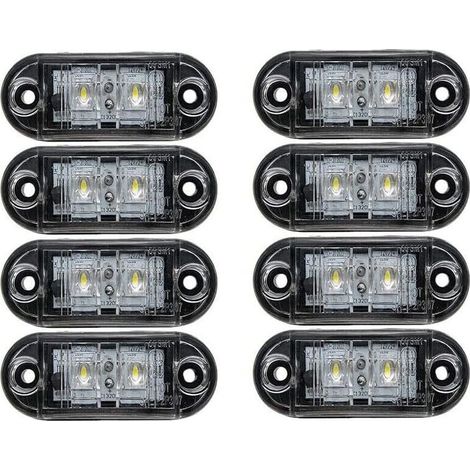 Luci di posizione laterali per auto, 8 pezzi 12V/24V LED Lampada di segnalazione universale per camion rimorchio furgone roulotte autocarro bianco