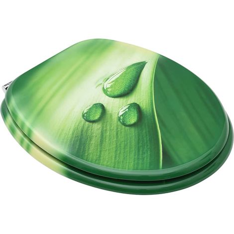 Abattant WC avec Couvercle en MDF Siège de Toilette Charnières Réglables Vert Lot de 2 (1/5)
