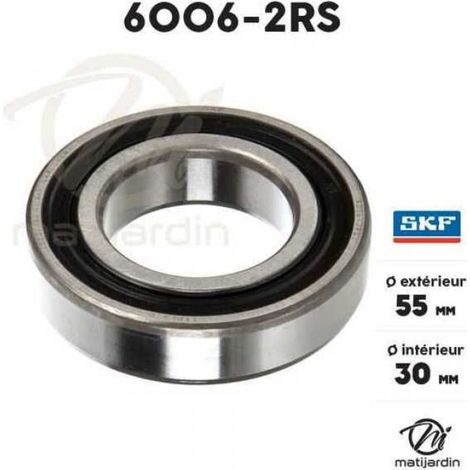 Roulement à billes 6006-2RS. Double étanchéité. Ø 55 mm. SKF (1/3)
