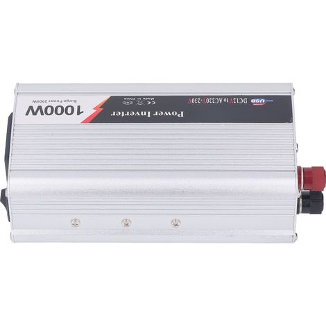 Chargeur de voiture 1000W Onduleur 12V vers 220-230V Prise USB Ventilateur Silencieux (1/5)