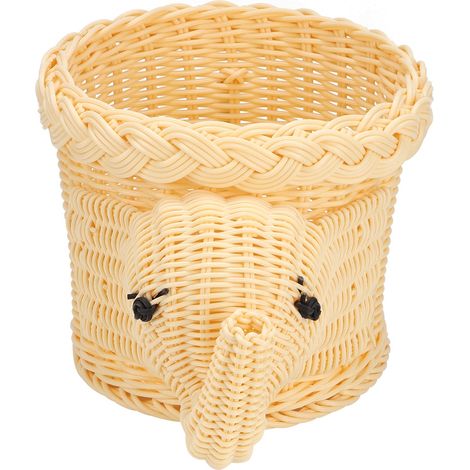 Paniers en rotin à motif éléphant pour ranger le pain, les fruits et les en-cas, paniers de service (crème) (1/5)