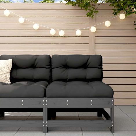 Canapé central Canapé Sofa scandinave avec coussins gris bois de pin massif 42184 (1/5)