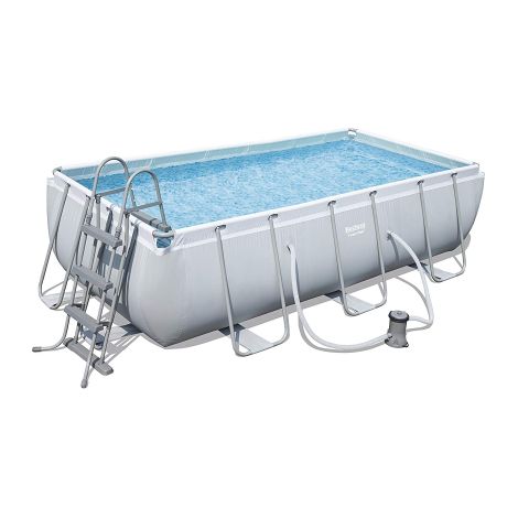Bestway – Piscine hors-sol rectangulaire 404x201x100 cm – Structure en acier Power Steel – Pompe de filtration à cartouche incluse