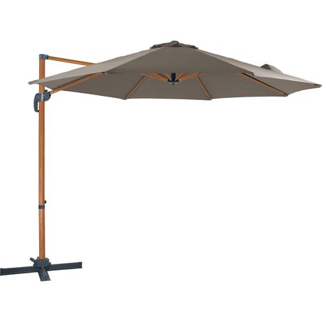 Axi Marisol Parasol Déporté Aspect Bois/Taupe - Rectangulaire Ø 300Cm - Structure Aluminium - Rotation 360 - Inclinable - Résistant Aux Uv (1/5)