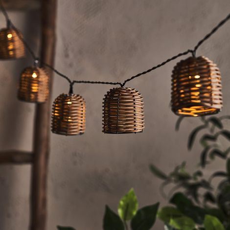 Guirlande Lumineuse Solaire 2,25 m – 10 Boules en Rotin LED Blanc Chaud, 8 Modes, Déco Extérieure pour Jardin, Balcon, Terrasse, Patio