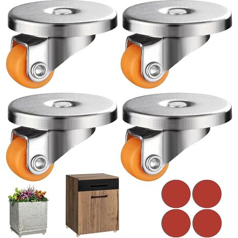 Rotelle per Mobili 360° Girevoli, Ruote Autoadesive per Mobili Leggeri, 0.5 Pollici, Set da 4, Silenziose e Antigraffio, Material PP, Ideali per Piccoli Mobili, Vasi e Armadi (1/5)